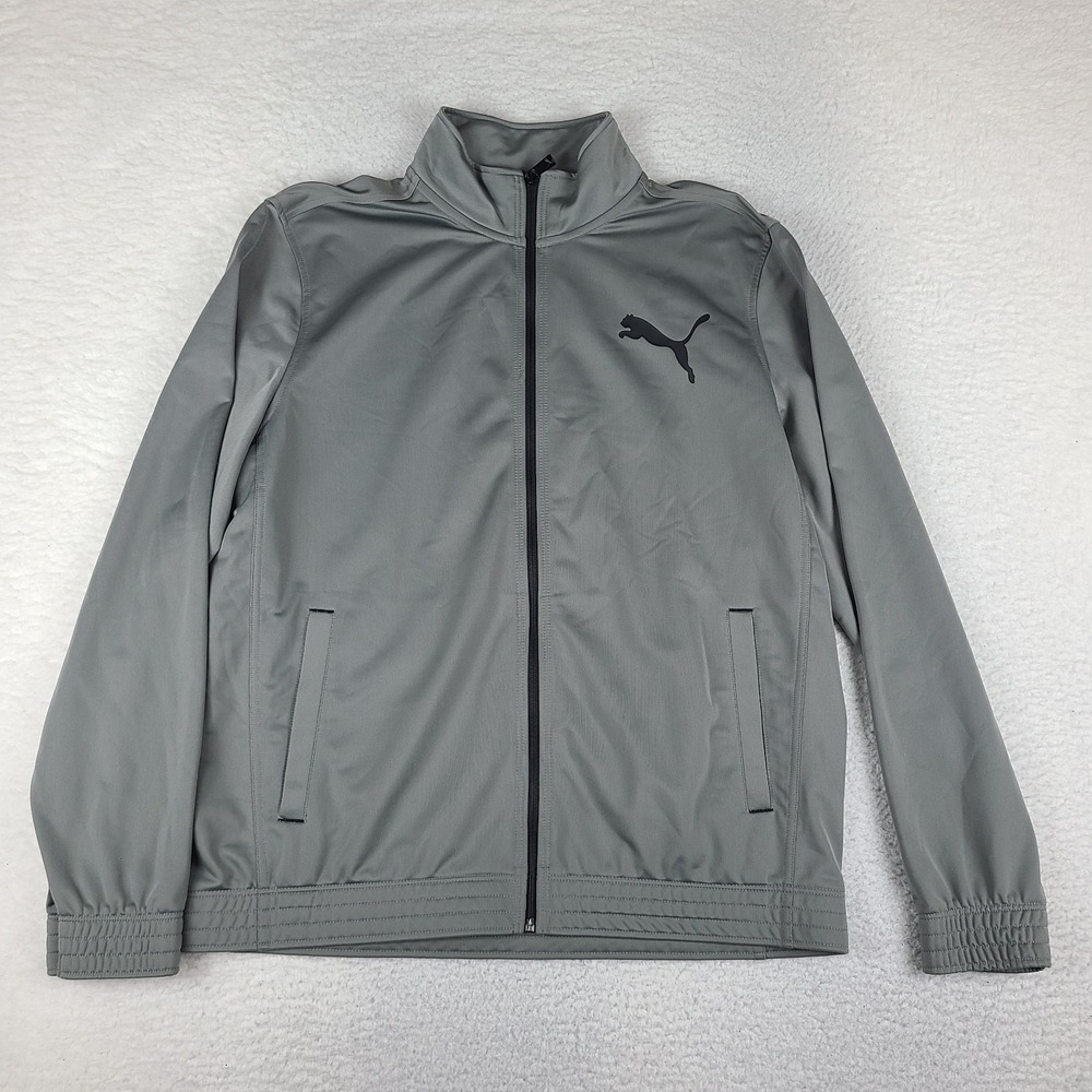PUMA Sweater Mens XL Gray Solid Pocket Performance Full Zip Training Golf
